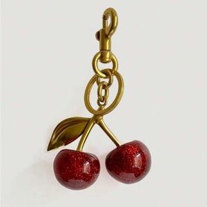 Cherry Keychain with Gold Accents
